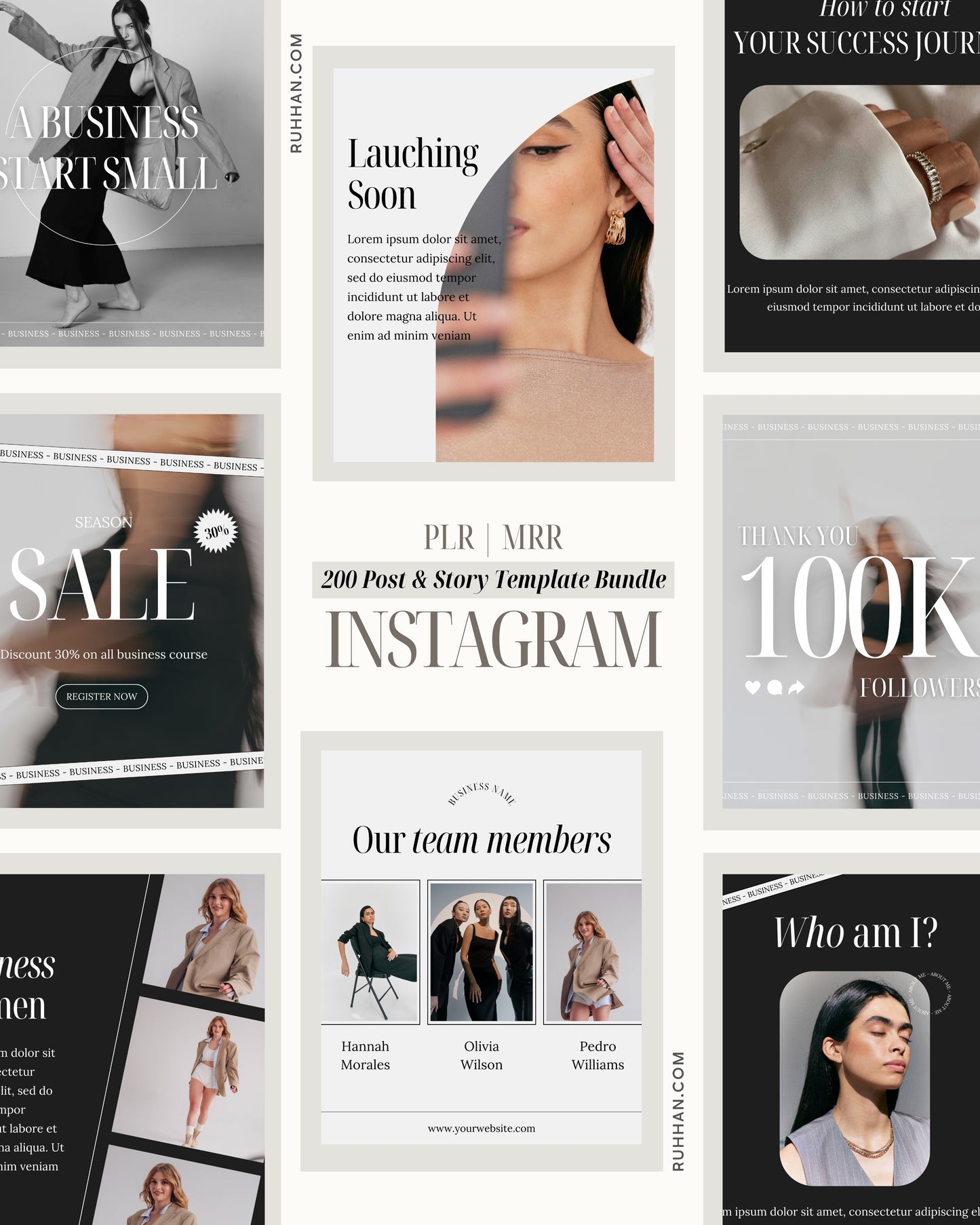 200 Instagram Post & Story Templates | PLR/MRR License | Editable Social Media Bundle