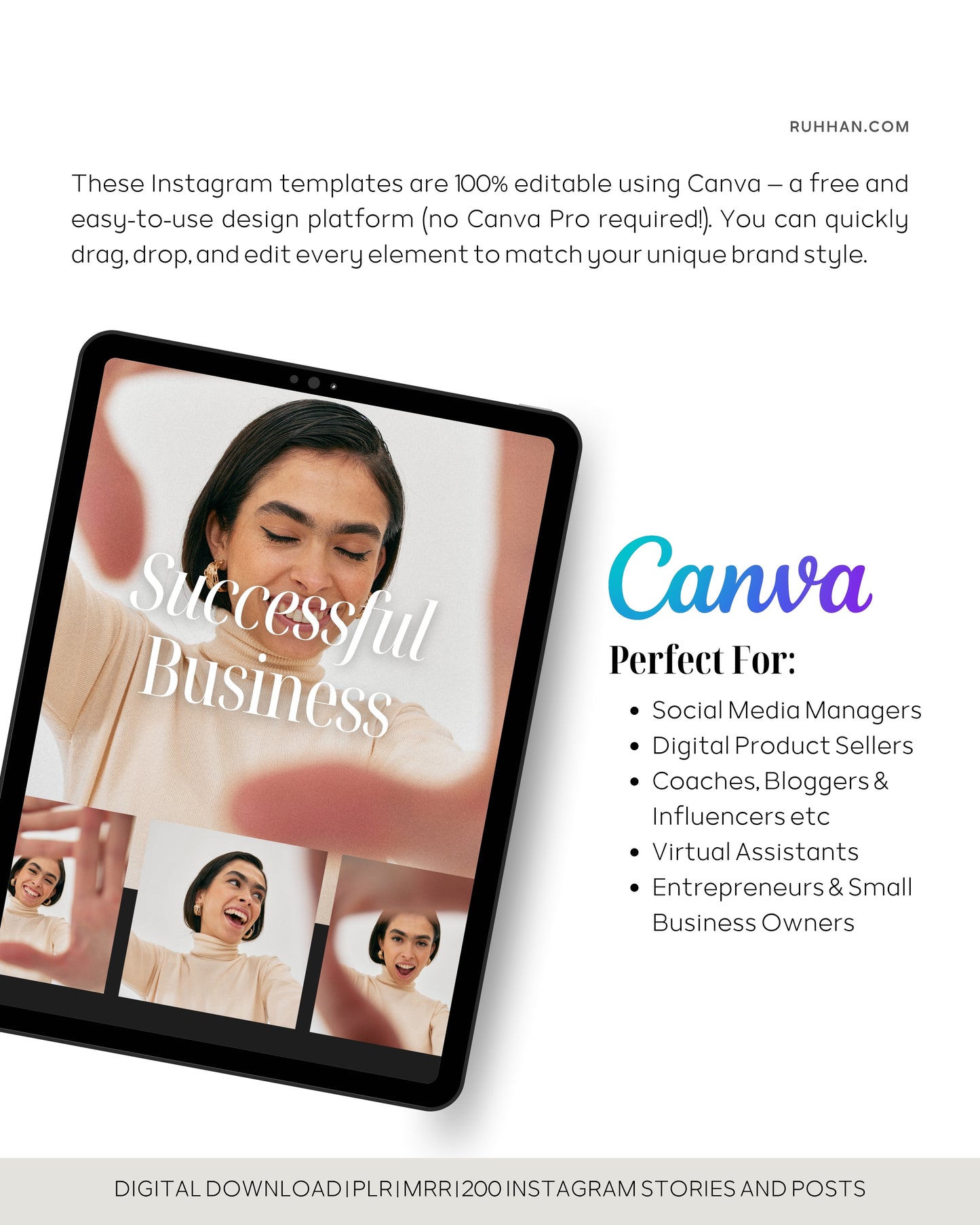 200 Instagram Post & Story Templates | PLR/MRR License | Editable Social Media Bundle