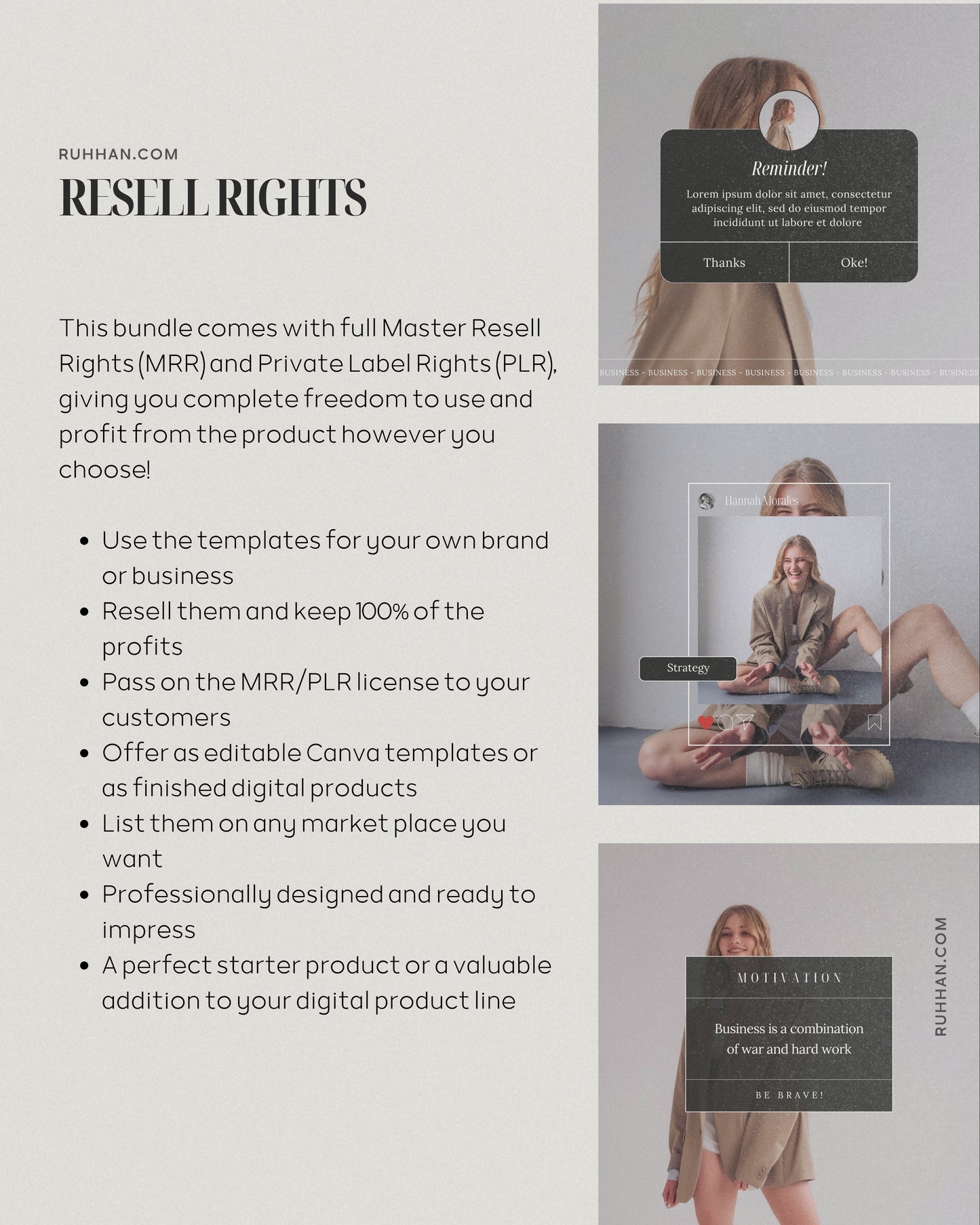200 Instagram Post & Story Templates | PLR/MRR License | Editable Social Media Bundle